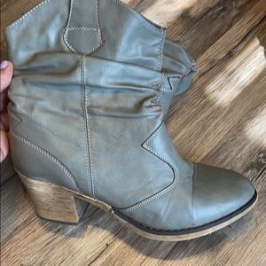 Grey heeled ankle boots